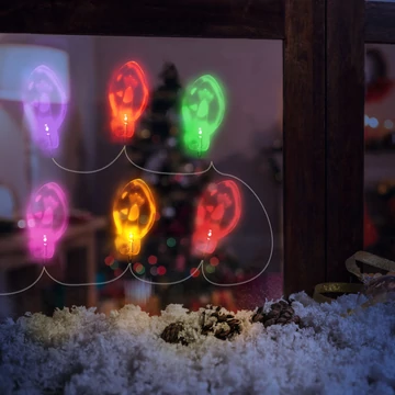 Karácsonyi LED-es fényfüzér - gél ablakmatrica - 6 LED - 2 x AA 58568C Karácsonyi LED-es fényfüzér - gél ablakmatrica - 6 LED - 2 x AA 58568C
