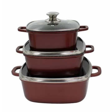 (BM-7875) Edényszett piros 3db-os kocka