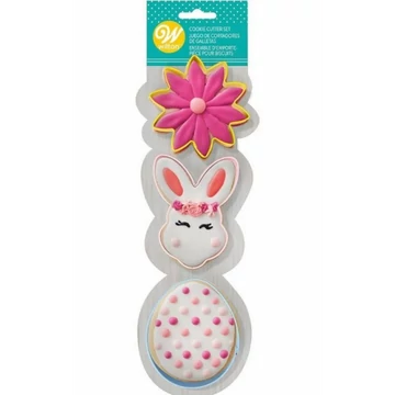 Húsvéti fém kiszúró szines 3 db Virág-Tojás-Nyuszi