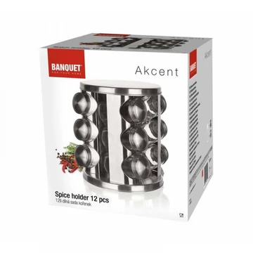 AKCENT 12 db-os fűszertartó fém AKCENT 12 db-os fűszertartó fém