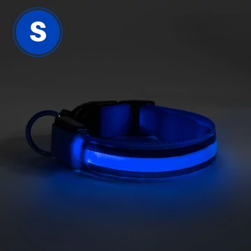 LED-es nyakörv - akkumulátoros - S méret - kék LED-es nyakörv - akkumulátoros - S méret - kék