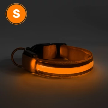 LED-es nyakörv - akkumulátoros - S méret - narancs LED-es nyakörv - akkumulátoros - S méret - narancs