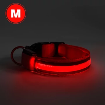 LED-es nyakörv - akkumulátoros - M méret - piros LED-es nyakörv - akkumulátoros - M méret - piros
