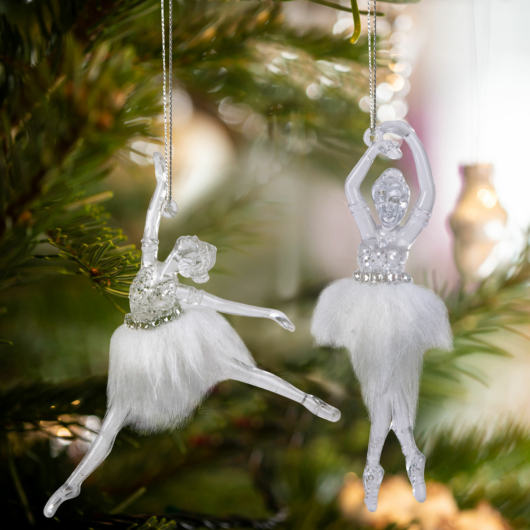  Karácsonyi dísz - akril balerina - 14 x 4 x 4 cm - 2 db / csomag 58512 