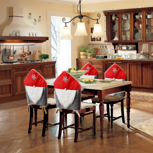 Karácsonyi székdekor - skandináv manó - 50 x 60 cm - piros/szürke 58735A 