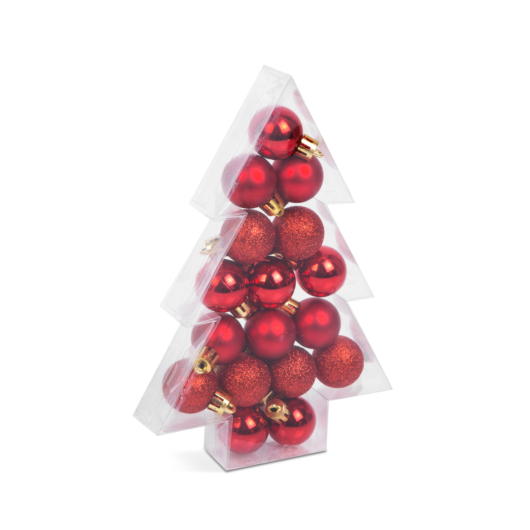   Karácsonyfadísz szett - glitteres piros - 17 db / szett  58777B