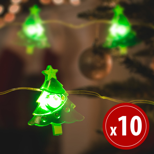  LED fényfüzér - karácsonyfa - 10 LED - 1,2 méter - melegfehér - 2 x AA  58922