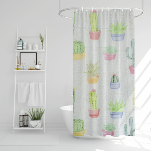 Family zuhanyfüggöny - kaktusz mintás - 180 x 180 cm  11528E