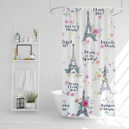 Family zuhanyfüggöny - Eiffel-torony mintás - 180 x 180 cm  11528D