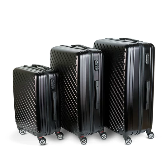  3 részes merevfalú bőrönd szett - fekete - 2x nagy, 1x kicsi (76+72+55cm) ABS++  BW3041 