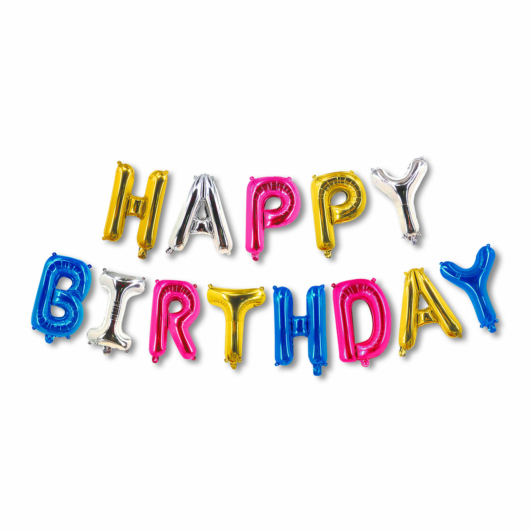 3D Születésnapi "Happy Birthday" lufi - többszínű 58081D