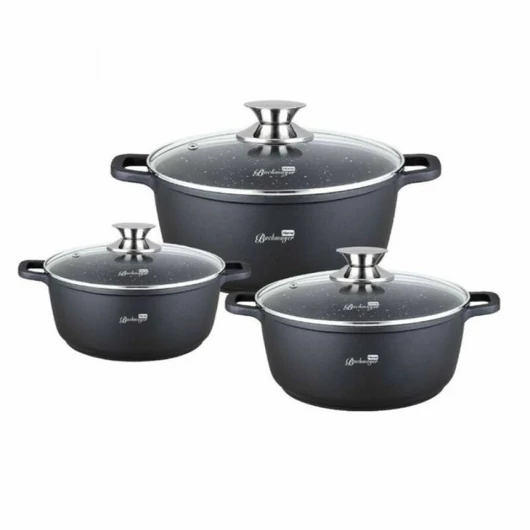 (BM-7866) (CF-DCS01) Edényszett indukciós fekete gránit 3db-os