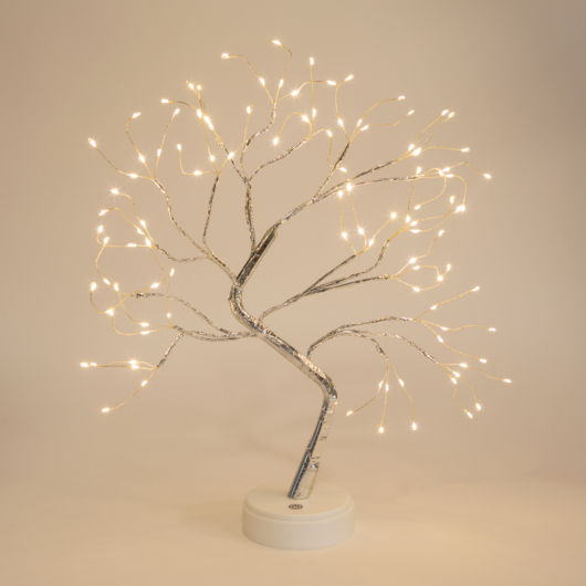  LED-es asztali fa dekoráció - melegfehér - érintőgombos, elemes 58930